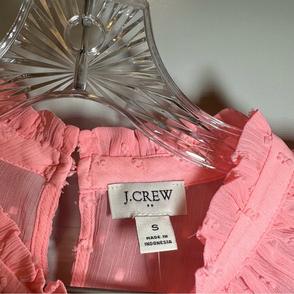 NWT J.Crew Neon Pink Clip-Dot Smocked Top BO348 size Small - Picture 2 of 12